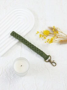 1 Miếng Phong cách Bohemian Bện Móc chìa khóa , Retro Băng tay Bện Của phụ nữ Dây đeo tay Chuỗi Khóa - xanh quân đội - Xem 1