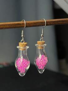 1 对时尚创意万圣节夜光药水瓶耳环，适合女性在任何场合佩戴，万圣节派对耳环 - 粉色 - 查看 2