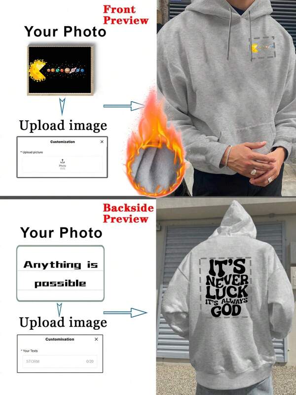 Individuelle, personalisierte Herbst-/Winter-Kapuzenpullover mit dickerer Innenseite für warme Hoodies im Boyfriend-Stil für Herren. Dünner Rundhalsausschnitt aus Samt, lässiges, lockeres Kapuzen-Sweatshirt mit Musterdesign – Fügen Sie Ihre eigenen Bilder hinzu (Familienfoto/Selfie/Haustierfoto/Foto eines Freundes/Foto der Freundin), um Ihren personalisierten, bedruckten Hoodie zu gestalten. Stilvoll, modisch, Hipster. Für Geburtstage, für den Urlaub, für die Schule/für Wettkämpfe, für Sport/Klettern.