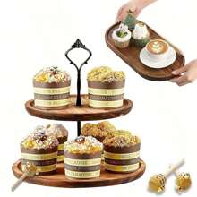 Giá đỡ bánh cupcake bằng gỗ 2 tầng, đựng được 14 chiếc bánh cupcake, khay đựng bánh cupcake nhiều tầng theo phong cách đồng quê, trưng bày bánh cupcake, thích hợp cho bàn tráng miệng, tiệc sinh nhật, tiệc cưới, tiệc trang trại, tiệc mừng em bé chào đời trong rừng, khay gỗ thông, bộ khay gỗ tự nhiên có vành, đĩa đựng hình bầu dục, đĩa đựng bánh mì dài theo phong cách đồng quê, dùng để trang trí nhà bếp - màu nâu - Xem 1