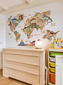 1 set Pegatinas de pared con diseño de volcán, animales y dinosaurios del bosque para decoración de sala de estar, dormitorio, estudio. Decoraciones de primavera, artículos decorativos festivos, regalos de cumpleaños y graduación para renovar su hogar