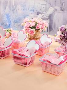 1set Spa Party Favor Set - Includes Heart-Shaped Mirrors, Headbands, Satin Scrunchies & Hair Brushes Perfect For Wedding Party Favors And Souvenirs, Event & Party Supplies,Christmas