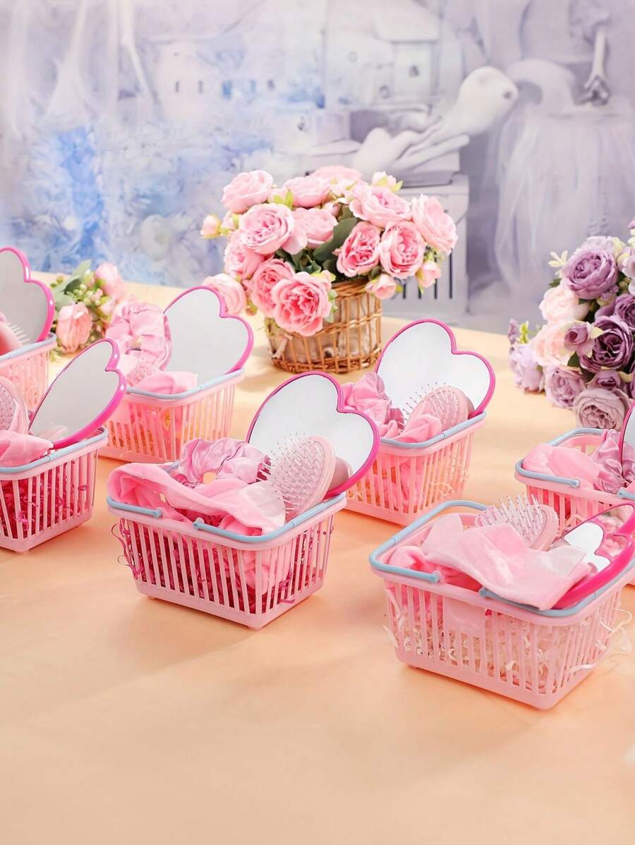 1set Spa Party Favor Set - Includes Heart-Shaped Mirrors, Headbands, Satin Scrunchies & Hair Brushes Perfect For Wedding Party Favors And Souvenirs, Event & Party Supplies,Christmas