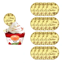 20 Pieces Gold Merry Christmas Acrylic Cupcake Toppers Snowflake Shapes Round Mirror Engraved Cake Topper Cupcake Decorations For Christmas Party,Christmas