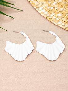 1 对几何不对称 C 形耳环，时尚潮流百搭女士礼物 - 一對不規則耳釘 - 查看 4