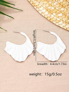 1 对几何不对称 C 形耳环，时尚潮流百搭女士礼物 - 一對不規則耳釘 - 查看 6