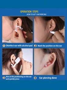 2-4pcs Ear Piercing Kit Disposable Ear Piercing Gun Kit Self Piercing Gun And Build-In 4mm 5mm Crown Star Earrings Stud DIY At Home Ear Piercing Gun - Hypoallergenic, And Painless - Multicolor - View 2