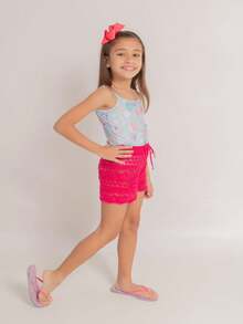 Children's Beach Shorts, Knit, Youth, Pool Shorts - 玫紅色 - 查看 3