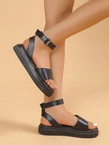 Women's Thick Bottom Comfortable Casual Soft Sole Sandals - Black - View 4