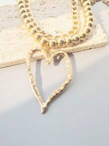 1 Stück Damen überdimensionierte Herz Anhänger Perlen Halskette, elegantes Design geeignet für den täglichen Gebrauch, Arbeit und Veranstaltungen