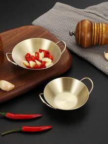 1 Đĩa đựng gia vị bằng thép không gỉ hai tai, chống ăn mòn, bền, thích hợp để đựng tương ớt, giấm, nước tương, nước sốt salad, tương cà, thích hợp cho gia đình, nhà hàng, khách sạn, ngoài trời - Nhiều màu - Xem 7