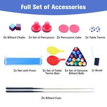 Vocheer 31.5in Multi Function 4 In 1 Combo Game Table, Steady Pool Table, Hockey Table, Soccer Football Table, Table Tennis Table, Blue, Pantent Product - Blue - View 6