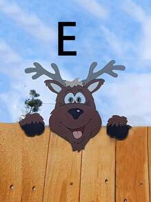 1 pieza Decoración de valla con Papá Noel y renos asomándose, decoración creativa DIY para valla navideña, Navidad