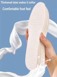 1pair Children's Latex Insoles With Antibacterial And Deodorizing Properties, High Elasticity And Shock Absorption, Comfortable And Breathable, White Shoes With Full Padding For Babies