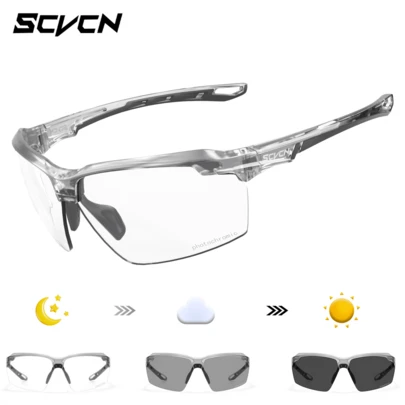  SCVCN 光致变色骑行眼镜，男女通用时尚户外运动眼镜，正品 CS 眼镜