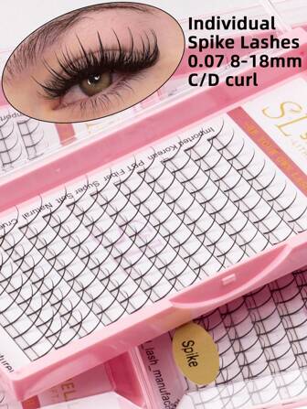 12 Rows 120 Clusters Wispy Spike Lashes Manga Lash Cluster Matte Black Natural Russian Volume Eyelash Extensions 0.07 C D Curl 8-18mm Single Mixed Tray A/M Shape Premade Wispy Fans Individual False Eyelashes Lash Clusters,Eye Lash Clusters,Individual Eyelashes,Lashes,Fake Lashes