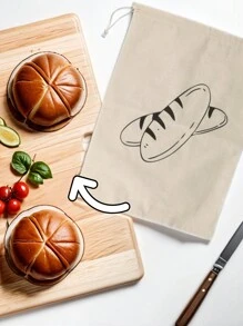 1Pc Bread Bag Linen Bread Bags For Homemade Bread Container Unbleached & Reusable Bread Storage, Natural Large Storage For Artisan Bread