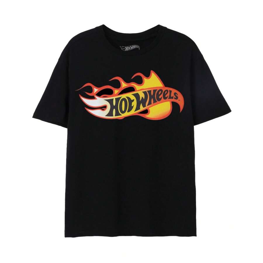Hot Wheels Mens Flames Logo T-Shirt (Black) - Black - View 1