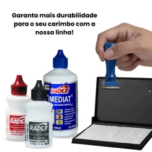 Tinta E Almofada Para Carimbo Alto Rendimento Recarregável - Escolha Seu Kit - 3 Tintas Pretas - Visão 10