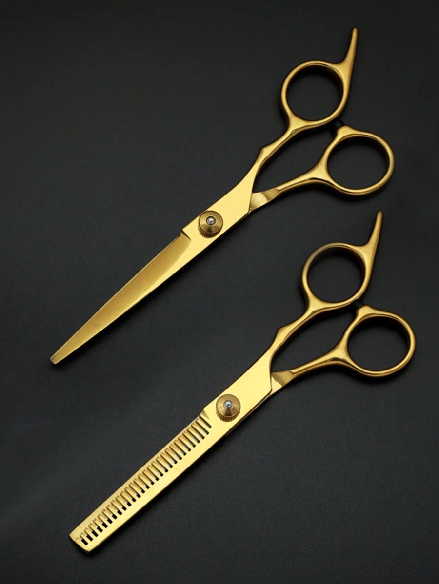 1 Peça Tesoura Profissional de Cortar Cabelo, Conjunto de Tesouras de Estilo na Cor Dourada para Salão, Barbeiro, Cabeleireiro, Ferramentas de Cabelo, Produtos e Acessórios de Cabelo para Salão de Beleza, Essenciais de Viagem, Volta às Aulas, Essenciais de Viagem e Férias, Acessórios de Cabelo para Mulheres - Dourado - Visão 1