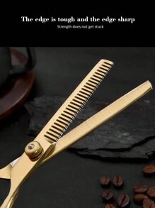 1 Peça Tesoura Profissional de Cortar Cabelo, Conjunto de Tesouras de Estilo na Cor Dourada para Salão, Barbeiro, Cabeleireiro, Ferramentas de Cabelo, Produtos e Acessórios de Cabelo para Salão de Beleza, Essenciais de Viagem, Volta às Aulas, Essenciais de Viagem e Férias, Acessórios de Cabelo para Mulheres - Dourado - Visão 10