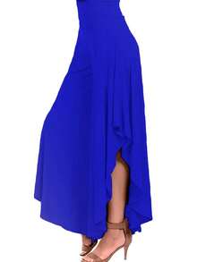 Falda pantalon ancho con volanes - azul real - Ver 3