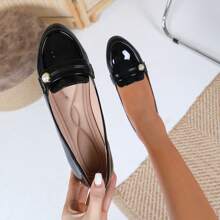 Soft & Comfortable Round Toe Solid Color Breathable Large Size Casual Flats, Suitable For All Seasons