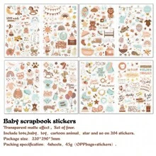 4 张剪贴簿贴纸，各种图案婴儿剪贴簿贴纸幼儿剪贴簿贴纸女婴男孩贴纸孕妇贴纸新生儿洗澡贴纸婴儿剪贴簿用品 - 彩色 - 查看 10