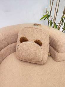 Mochila de peluche con bordado personalizado, bolsa para mujer, nueva versión coreana de otoño e invierno, súper caliente y linda mochila con orejitas de oso