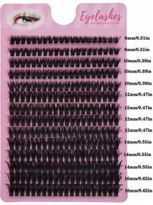 14 Rows 60D Thick False Mink Eyelashes Mix 8-16MM Length, 3D Effect Individual Cluster Eyelashes For DIY Eyelash Extension Lash Clusters, Eyelash Clusters, Individual Eyelashes, Lashes, Fake Lashes - D - View 6