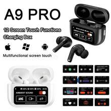 A9 Pro Wireless Bluetooth 5.4 Earbuds With HiFi Stereo, ANC+ENC Noise Cancelling, Touch Screen, Waterproof Sports Headphones With HD Mic, 36Hrs Playtime For IOS/Android - 白色 - 查看 3