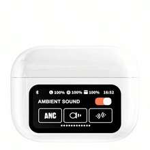 A9 Pro Wireless Bluetooth 5.4 Earbuds With HiFi Stereo, ANC+ENC Noise Cancelling, Touch Screen, Waterproof Sports Headphones With HD Mic, 36Hrs Playtime For IOS/Android - 白色 - 查看 2
