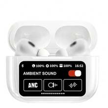 A9 Pro Wireless Bluetooth 5.4 Earbuds With HiFi Stereo, ANC+ENC Noise Cancelling, Touch Screen, Waterproof Sports Headphones With HD Mic, 36Hrs Playtime For IOS/Android - 白色 - 查看 1