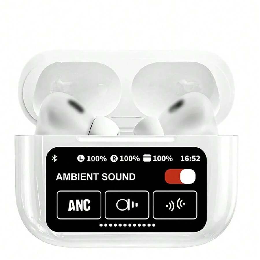 A9 Pro Wireless Bluetooth 5.4 Earbuds With HiFi Stereo, ANC+ENC Noise Cancelling, Touch Screen, Waterproof Sports Headphones With HD Mic, 36Hrs Playtime For IOS/Android - 白色 - 查看 1