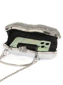 1 pieza Bolso de embrague clásico personalizado con forma de labios con strass y borlas, brillante y glamuroso, elegante y sofisticado bolso de muñeca redondo con diamantes, lujoso bolso de novia con strass adecuado para que las mujeres elegantes asistan a bodas, galas, bailes, cumpleaños y diversas fiestas