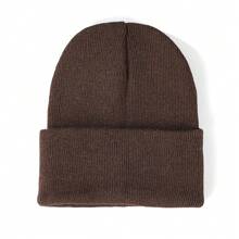 1pc Women's Fashionable Solid Color Knit Beanie Hat, Warm Daily Wear Halloween - Multicolor - View 36
