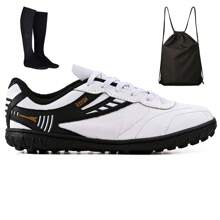 CALCADOS LGHT LIGHT Soccer Boot Kit Society Leather Synthetic Grass Field + Backpack + Adult Socks - 白色 - 查看 1