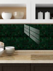 10pcs Geometric Grid Floral Pattern Printed PVC Faux Ceramic Tile Home Decor Wall Stickers, DIY Peel And Stick Wallpaper For Kitchen, Bathroom, Living Room, Waterproof, Removable,Renovation Stickers Peel Wall Panels,Wall Paper, Wallpapers,Spring Decoration Items Refesh Your Home,Rama Decoration Stickers