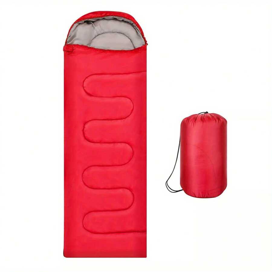 3-4 SEASON SINGLE SLEEPING BAGS CAMPING RECTANGULAR ENVELOPE ZIP UP ADULT - Red - View 1