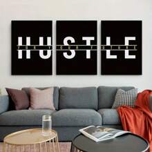 Framed 3 Piece Hustle For Your Future Canvas Art Set Motivational Wall Decor Inspirational Cavnas Wall Art Hustle Posters Prints Modern Artwork Ideal Gift For Bedroom Living Room Corridor Home Decoration - 黑色 - 查看 9