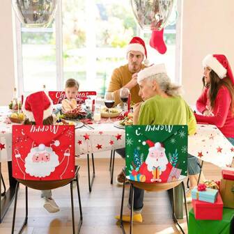1件/4件装，多种款式可选，圣诞椅套，带帽子吊坠装饰，适用于餐厅、厨房、圣诞节装饰椅、椅背套，多种选择，适合节日派对、圣诞家居装饰、冬季房间装饰。