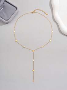 LIEBEIRIS 1 pieza Collar en Y con forma de corazón chapado en oro de 18k, collar de acero inoxidable para mujer para uso diario y regalo, accesorio de fiesta para San Valentín, mamá, madre, Día de la Madre