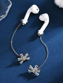 原创设计蝴蝶耳机防丢链，镶钻装饰，无线蓝牙耳机挂件，耳环款式，适合女性