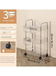 滚动储物车、卧室架子、可移动厨房储物架、多层收纳架 - 彩色 - 查看 5