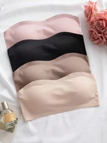 4 件装女士无肩带无缝胸罩少女文胸 - 彩色 - 查看 10