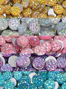 100 piezas/paquete Cristales de resina Rhinestones AB planos, gemas de resina con forma de piña de colores mixtos, cristales de resina redondos de 12mm para manualidades de ropa y joyería