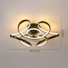 LED Ceiling Fan With Light Remote Control, 6 Speed 3 Color Geometric Leafless Ceiling Fan With Light, Black Thin Recessed Ceiling Fan For Kitchen Bedroom Living Room - Cà phê nâu - Xem 4