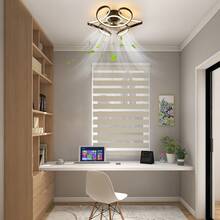 LED Ceiling Fan With Light Remote Control, 6 Speed 3 Color Geometric Leafless Ceiling Fan With Light, Black Thin Recessed Ceiling Fan For Kitchen Bedroom Living Room - Cà phê nâu - Xem 5