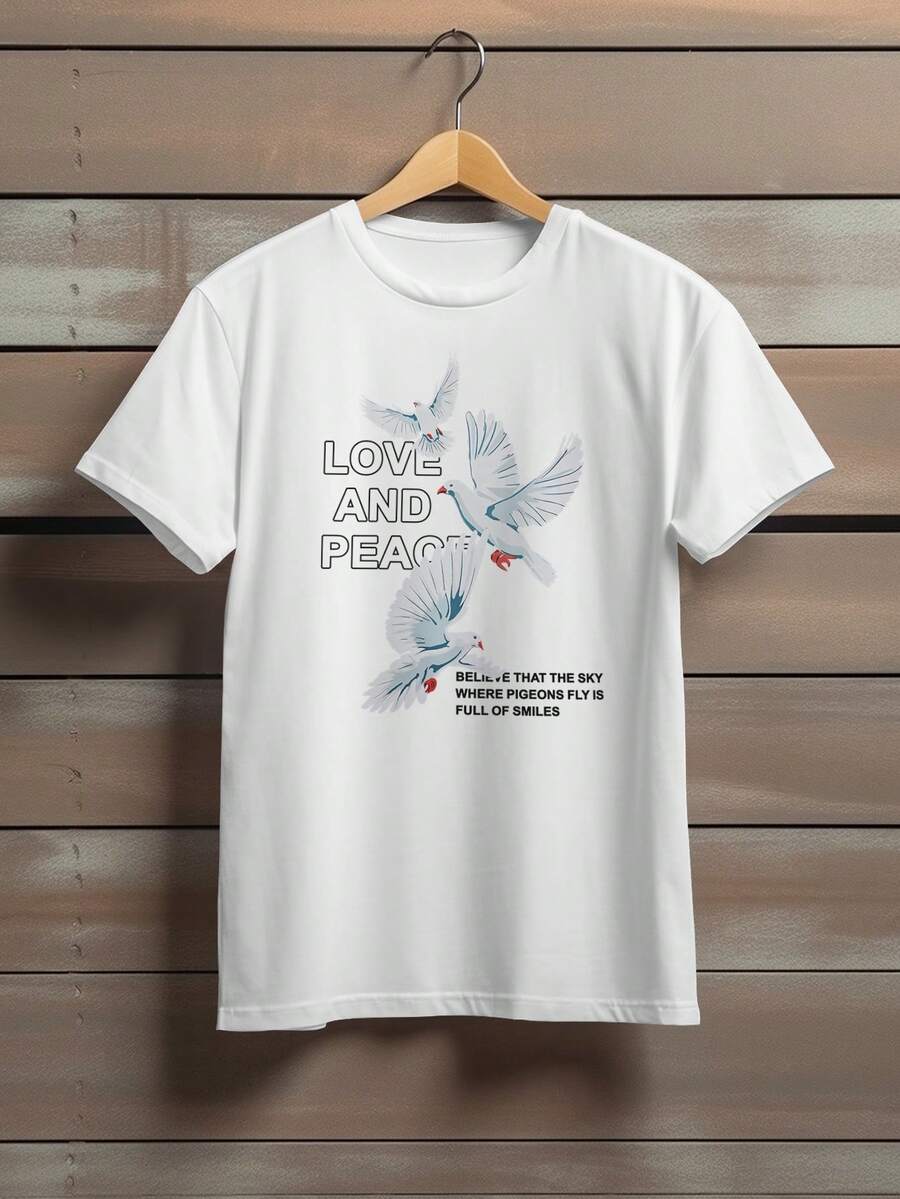 T-Shirt Gothic Rock Shirt Doves Love Peace Ref 1316 FLUXOGEEK - 白色 - 查看 1