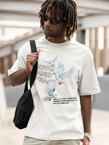 T-Shirt Gothic Rock Shirt Doves Love Peace Ref 1316 FLUXOGEEK - 白色 - 查看 4